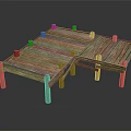 Wooden Outdoor Platform Furniture With Plank Surface And Support Legs Design 3d model