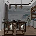 Elegant Beauty Salon Interior with Treatment Beds Landscape Paintings and Circular Decor
