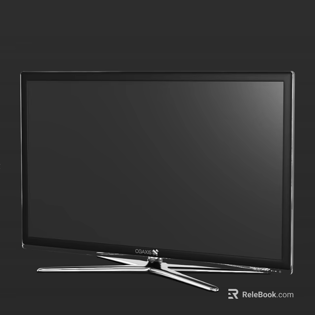 Modern LED Television With Flat Screen Black Frame And Metal Stand 3d model 