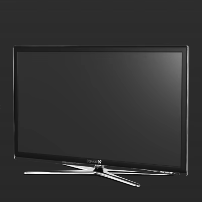 Modern LED Television With Flat Screen Black Frame And Metal Stand 3d model