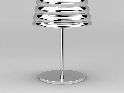Modern Chrome Table Lamp with Layered Ring Shade and Circular Base Design 3d model