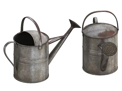 Vintage Metal Watering Cans With Rustic Design And Classic Garden Tools 3d model