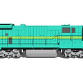 Green Railway Train With Yellow Stripes Number 0017 2017 Side View Design