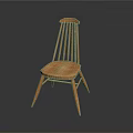 Classic Wooden Chair With Slat Back Design And Curved Seat Structure