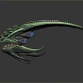 Fantasy Role Playing Character Featuring Green Spiked Creature Tail With Scaled Texture Red Accents