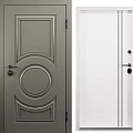 Gray and White Hinged Doors with Decorative and Sleek Designs for Home Interior