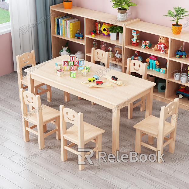 Modern Children's Table and Chair Children's Desk model