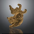 Traditional Guardian Lion Sculpture Featuring Curled Mane Claw Details And Crouching Posture