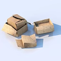 Multiple Open And Stacked Cardboard Storage Boxes For Household Organization 3d model
