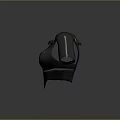Black Fitted Chest Armor With Front Zipper And Shoulder Buckle Details Design