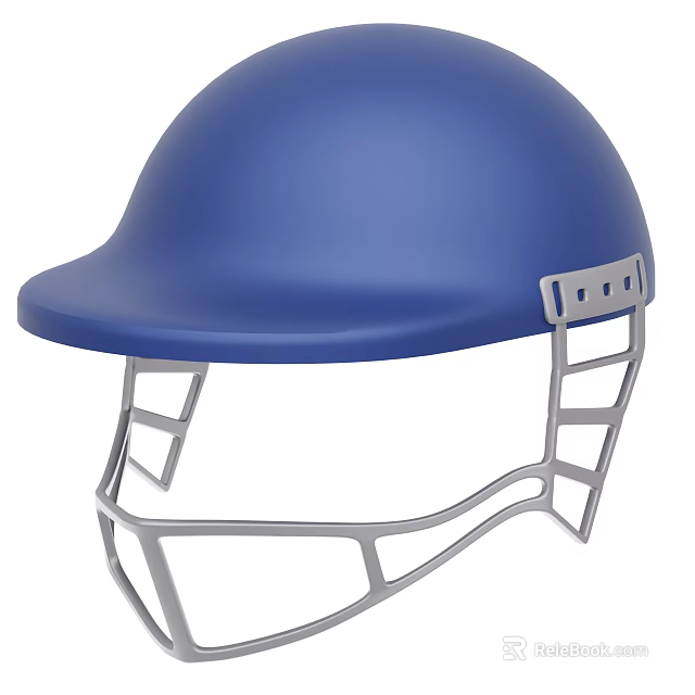 Stylish Blue Helmet With Silver Face Mask And Sturdy Frame Design 3d model 