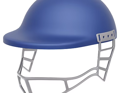 Stylish Blue Helmet With Silver Face Mask And Sturdy Frame Design 3d model
