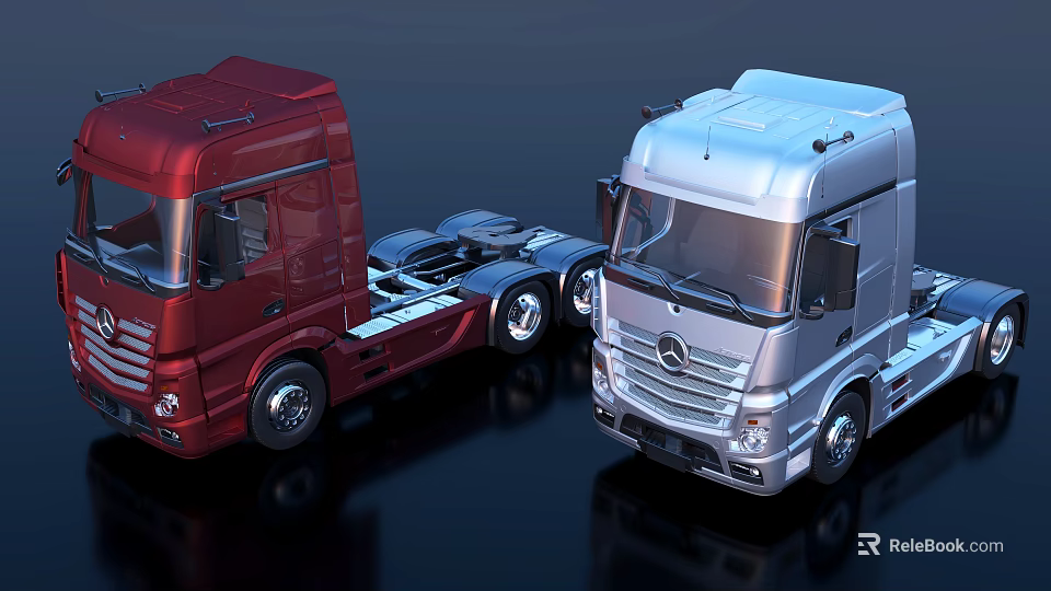 Red And Silver Commercial Vehicles With Modern Cab Design And Heavy Duty Build 3d model 