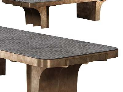 Elegant Vintage Dining Table With Textured Tabletop And Curved Metallic Legs 3d model