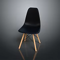Black Leisure Chair With Wooden Crossed Legs Sleek Design And Reflective Floor