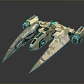 Futuristic Sci Fi Spaceship Model With Camouflage Pattern Sleek Wings And Metallic Details