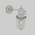 Industrial Style Silver Metal Wall Light With Adjustable Arm And Glass Shade