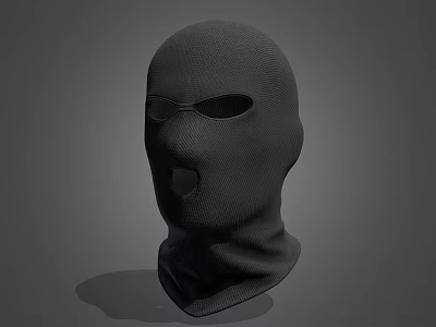 Black Knit Balaclava Hat With Eye And Mouth Holes Design On Gray Background Shadow 3d model