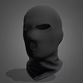 Black Knit Balaclava Hat With Eye And Mouth Holes Design On Gray Background Shadow