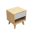 Light Wood Bedside Table With Gray Drawer Open Shelf And Simple Modern Design 3d model
