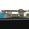 Scenic Wall Design With Stone Decor Green Plants Wooden Pergola And Archway Structure