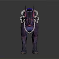 Mythical Dog Like Creature With Chain Collar Horns And Glowing Purple Accents