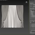 Modern Grey Curtains With White Sheer Panels And Tiebacks For Window 3d model