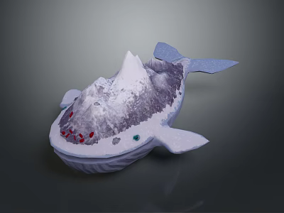 Unique Aquatic Animal Whale Featuring Snowy Mountain Design Red Spots and Blue Eyes 3d model