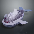 Unique Aquatic Animal Whale Featuring Snowy Mountain Design Red Spots and Blue Eyes