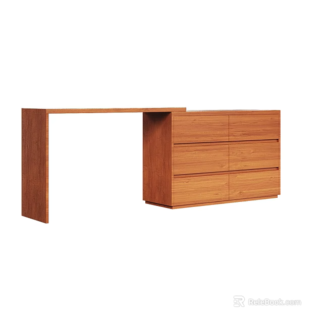 Modern Wooden Desk With Multiple Drawers And Simple Functional Design 3d model