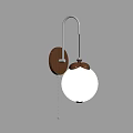 Modern Wooden Base Wall Sconce With Metal Arm And White Spherical Shade
