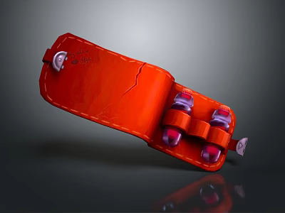 Portable Red Leather Case For Storing Purple Small Daily Essential Bottles 3d model