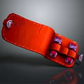 Portable Red Leather Case For Storing Purple Small Daily Essential Bottles