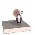 Mythical Game Character Design With Long White Beard Purple Robe And Curved Antlers