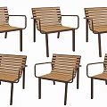 Wooden Outdoor Chairs with Metal Frame and Armrests for Patio Garden Use