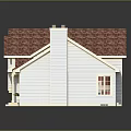 Detached House Exterior Design With Blue Walls Red Roof And White Window Frames