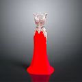 Man Designing Red Long Dress With Lace Decoration