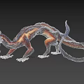 Mythical Dragon With Glowing Reddish Brown Body Blue Eyes And Long Tail