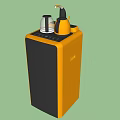Two Yellow and Black Upright Daily Electrical Appliances with Kettle on Top