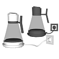 Black And White Glass Electric Kettles With Base And Power Plug For Kitchen