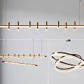 Modern Chandeliers with Linear Metallic Bars and Warm Lighting Featuring Multiple Styles Including Ring Design 3d model