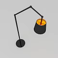 Modern Black Adjustable Arm Floor Lamp With Warm Yellow Light Shade 3d model
