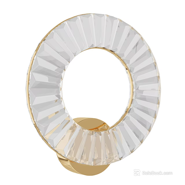 Stylish Crystal Ring Shaped Wall Lamp With Gold Accent Modern Decor 3d model 