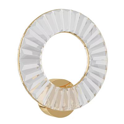 Stylish Crystal Ring Shaped Wall Lamp With Gold Accent Modern Decor 3d model