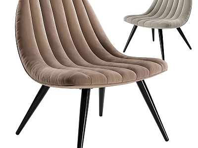 Modern Accent Chair With Velvet Upholstery Vertical Tufted Design And Black Legs 3d model