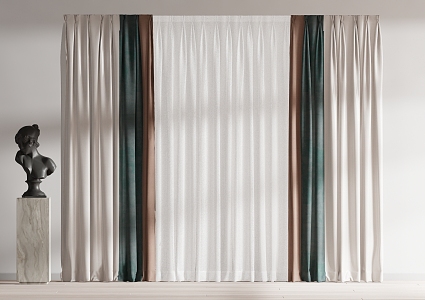 modern curtain fabric curtain gauze curtain fabric curtain 3d model