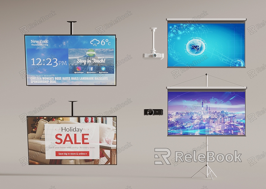 Modern projection screen TV projection model