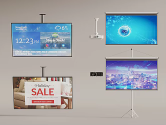 Modern projection screen TV projection 3d model