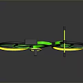 Modern Green And Gold Bicycle With Futuristic Design And Unique Wheel Accents