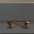 Wooden Tea Table With Curved Base Design In Modern Minimalist Interior
